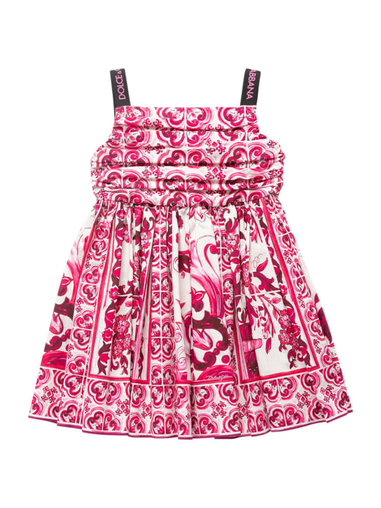Dolce&Gabbana: Majolica print poplin midi dress - Fuchsia - kids-girls_0 | Luisa Via Roma
