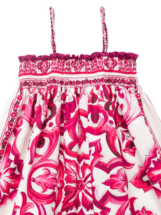 Dolce&Gabbana: Majolica print cotton poplin dress - Fuşya - kids-girls_1 | Luisa Via Roma