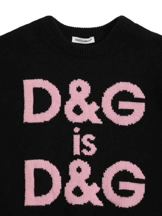 Dolce&Gabbana: Logo intarsia wool sweater - Black - kids-girls_1 | Luisa Via Roma