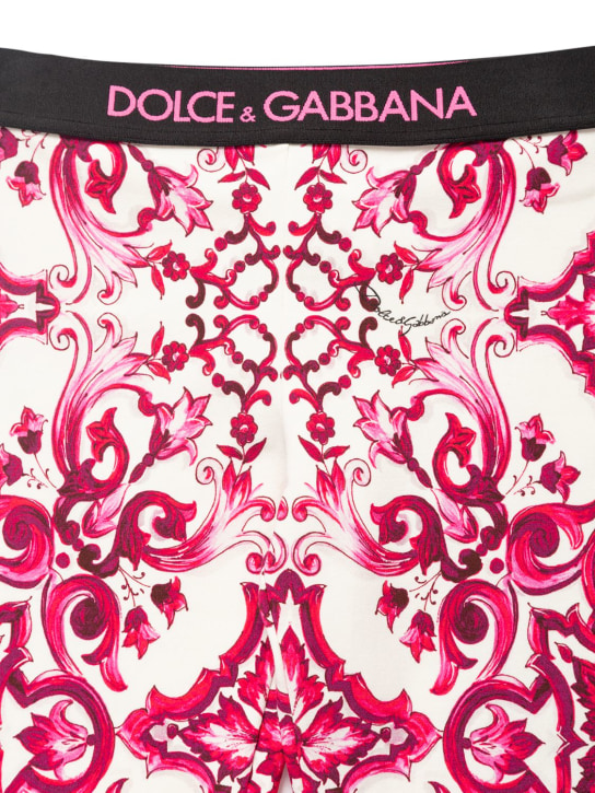 Dolce&Gabbana: Legging en coton imprimé Majolica - Fuchsia - kids-girls_1 | Luisa Via Roma