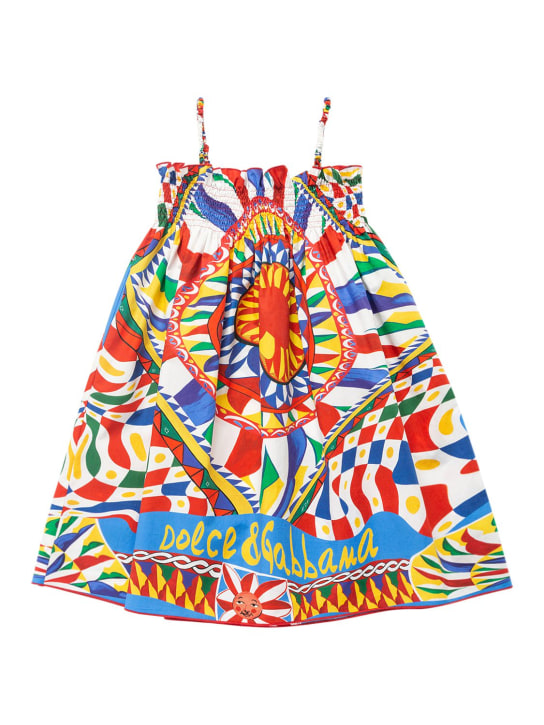 Dolce&Gabbana: Carretto print cotton poplin dress - Multicolor - kids-girls_0 | Luisa Via Roma