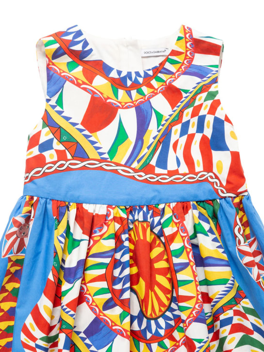 Dolce&Gabbana: Kleid aus Baumwollpopeline mit Carrettodruck - Bunt - kids-girls_1 | Luisa Via Roma