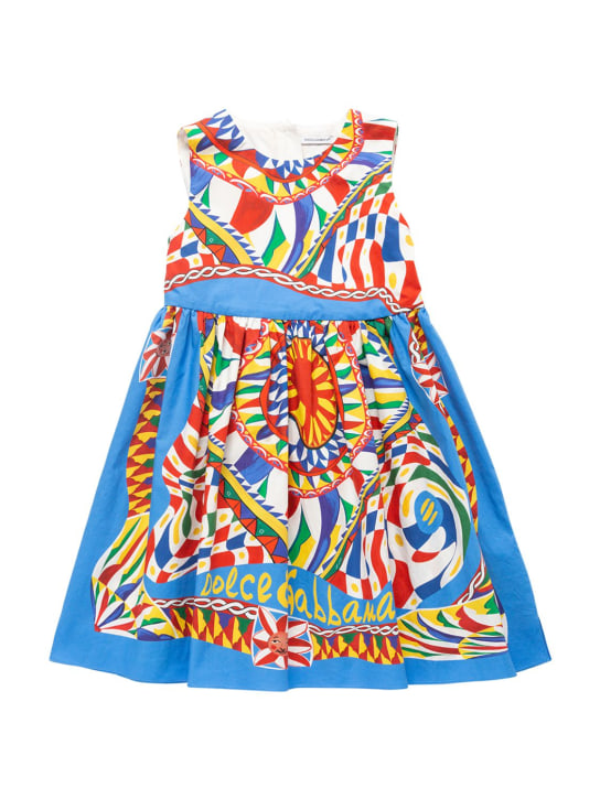 Dolce&Gabbana: Kleid aus Baumwollpopeline mit Carrettodruck - Bunt - kids-girls_0 | Luisa Via Roma