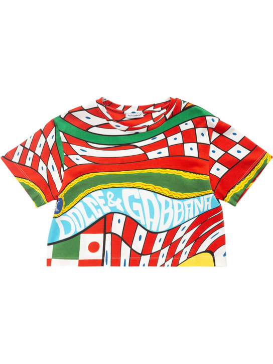 Dolce&Gabbana: T-shirt courte en coton imprimé Carretto - Multicolore - kids-girls_0 | Luisa Via Roma