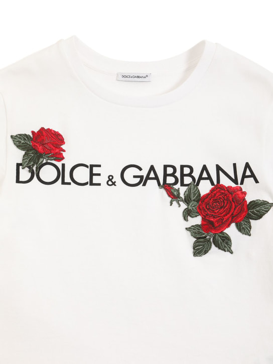 Dolce&Gabbana: Logo print cotton jersey t-shirt - Beyaz - kids-girls_1 | Luisa Via Roma