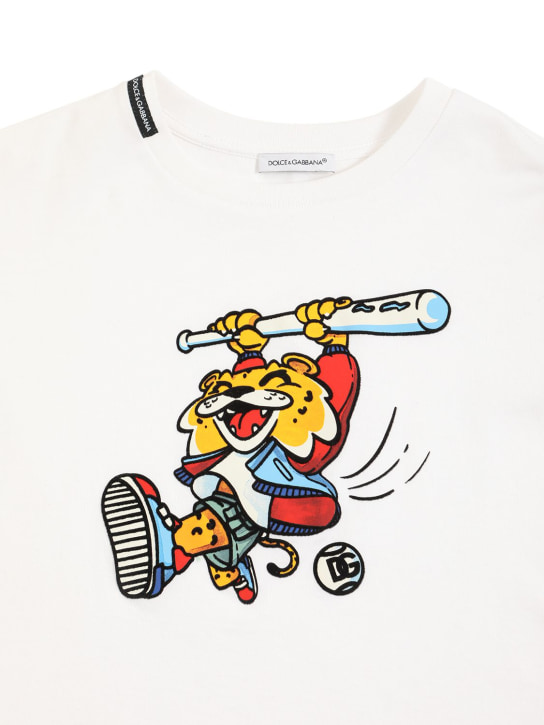 Dolce&Gabbana: T-shirt en jersey de coton imprimé - kids-boys_1 | Luisa Via Roma