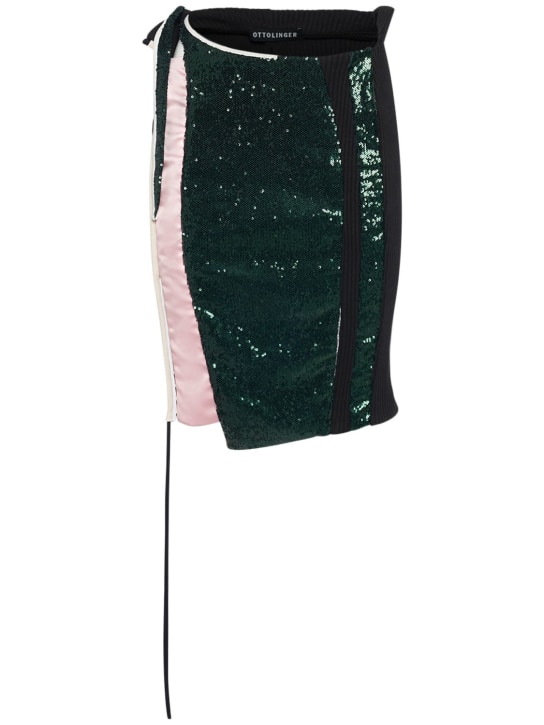 Ottolinger: Deconstructed sequined skirt - Yeşil/Siyah - women_0 | Luisa Via Roma