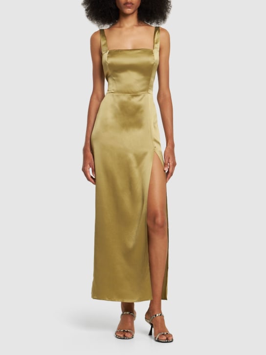 Reformation: Solay silk satin midi dress - Green - women_1 | Luisa Via Roma