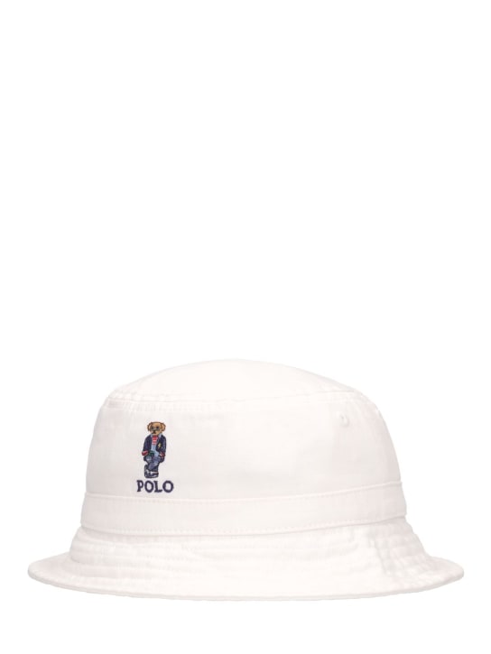 Polo Ralph Lauren: Bear print cotton gabardine bucket hat - kids-boys_1 | Luisa Via Roma