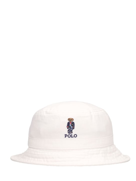 Polo Ralph Lauren: Bear print cotton gabardine bucket hat - kids-boys_0 | Luisa Via Roma