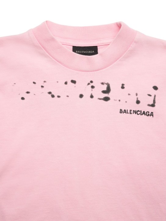 Balenciaga: 코튼 저지 티셔츠 - Faded Pink - kids-girls_1 | Luisa Via Roma