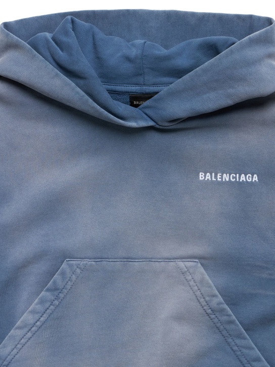 Balenciaga: Sweat-shirt en coton à capuche - Bleu Délavé - kids-girls_1 | Luisa Via Roma