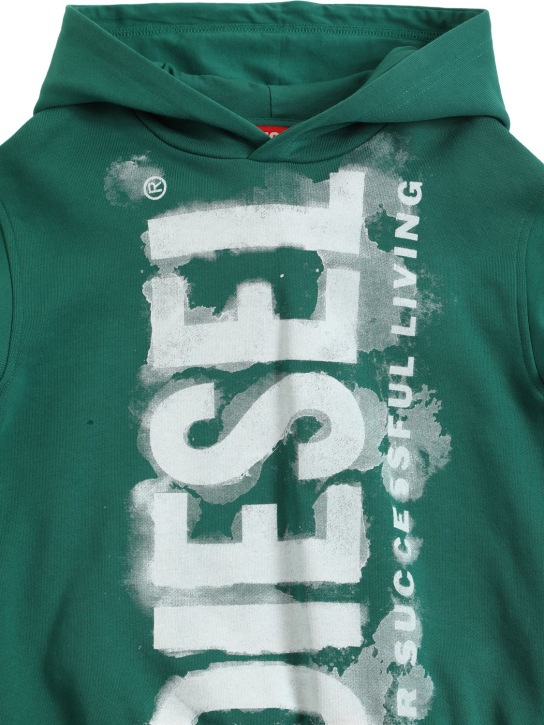 Diesel Kids: Sweat-shirt en coton imprimé logo à capuche - kids-boys_1 | Luisa Via Roma