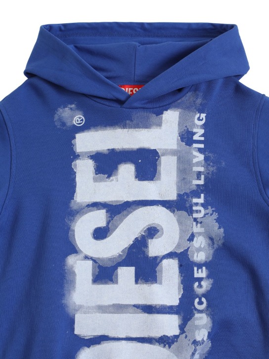 Diesel Kids: Logo print cotton sweatshirt hoodie - kids-girls_1 | Luisa Via Roma