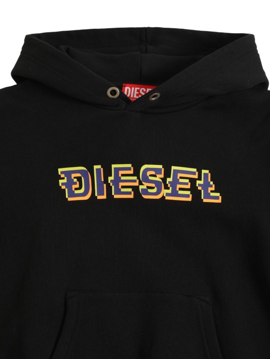 Diesel Kids: Rubberized logo cotton sweatshirt hoodie - kids-boys_1 | Luisa Via Roma