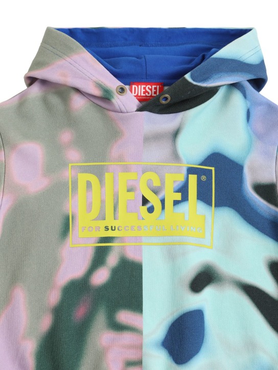 Diesel Kids: All over print cotton hoodie w/logo - Multicolor - kids-boys_1 | Luisa Via Roma