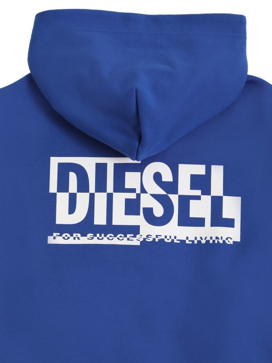 Diesel Kids: Sweat zippé en coton à logo caoutchouté à capuche - kids-girls_1 | Luisa Via Roma