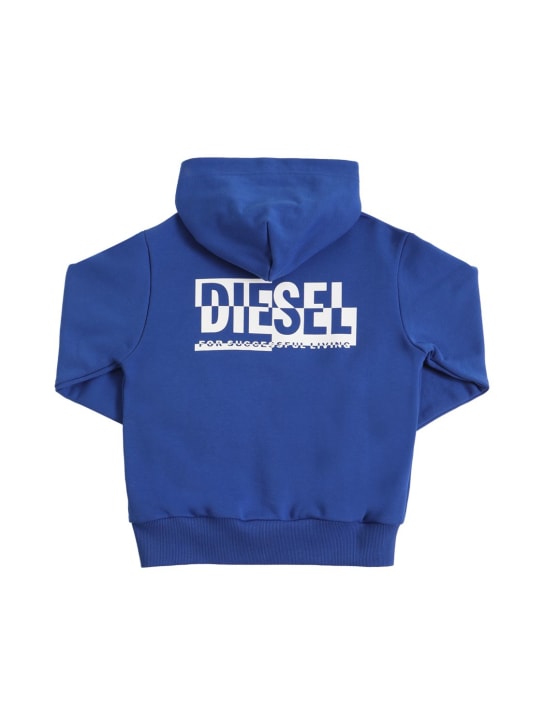Diesel Kids: Sweat zippé en coton à logo caoutchouté à capuche - kids-girls_0 | Luisa Via Roma