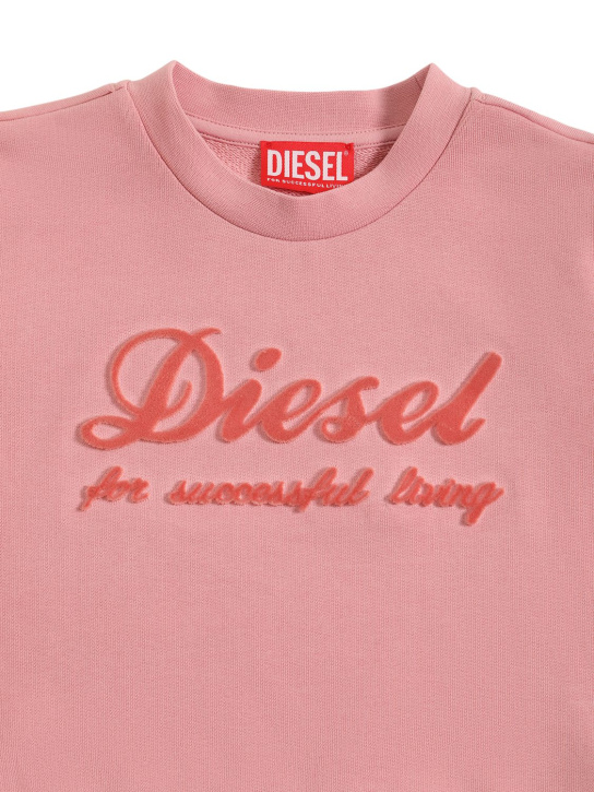 Diesel Kids: Felpa cropped in cotone con logo - Rosa - kids-girls_1 | Luisa Via Roma
