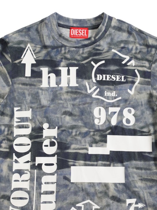 Diesel Kids: T-shirt en coton camouflage à manches longues - kids-boys_1 | Luisa Via Roma