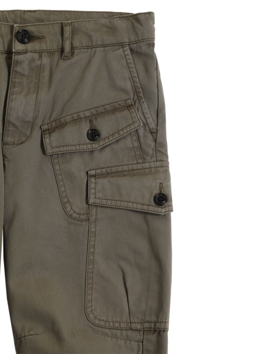 Diesel Kids: Pantalones cargo de gabardina de algodón - Verde Militar - kids-boys_1 | Luisa Via Roma
