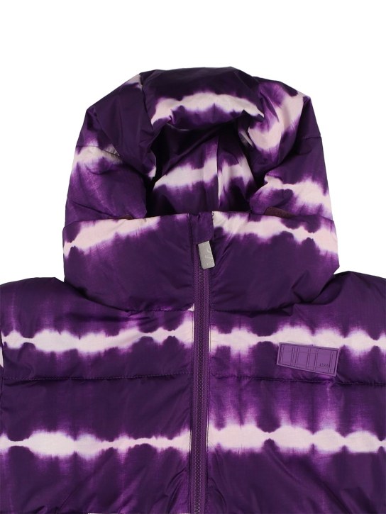 Molo: Tie dye recycled nylon puffer ski jacket - Purple/White - kids-boys_1 | Luisa Via Roma