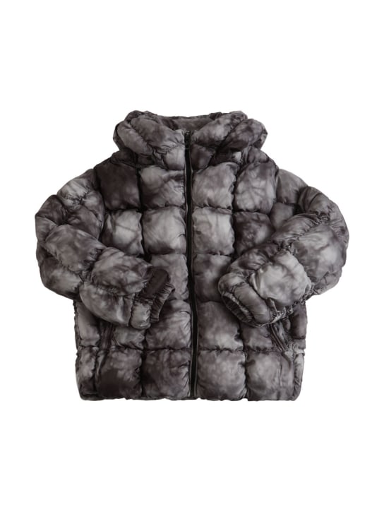 Diesel Kids: Smocked nylon hooded puffer jacket - Gris - kids-girls_0 | Luisa Via Roma