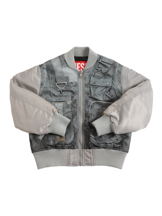 Diesel Kids: Vest printed nylon padded bomber jacket - Grey - kids-boys_0 | Luisa Via Roma