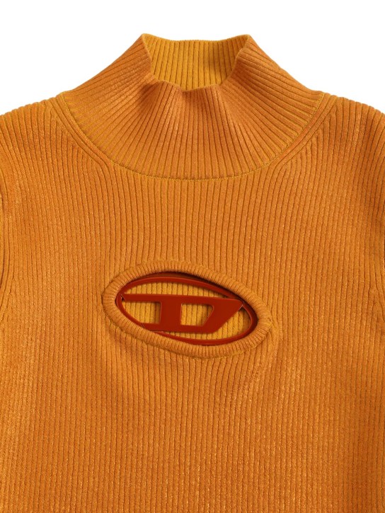 Diesel Kids: T-shirt en coton mélangé avec insert logo - Orange - kids-girls_1 | Luisa Via Roma