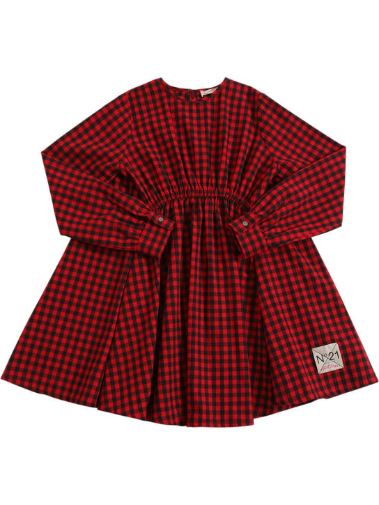 N°21: Checked print cotton dress - Kırmızı/Siyah - kids-girls_0 | Luisa Via Roma