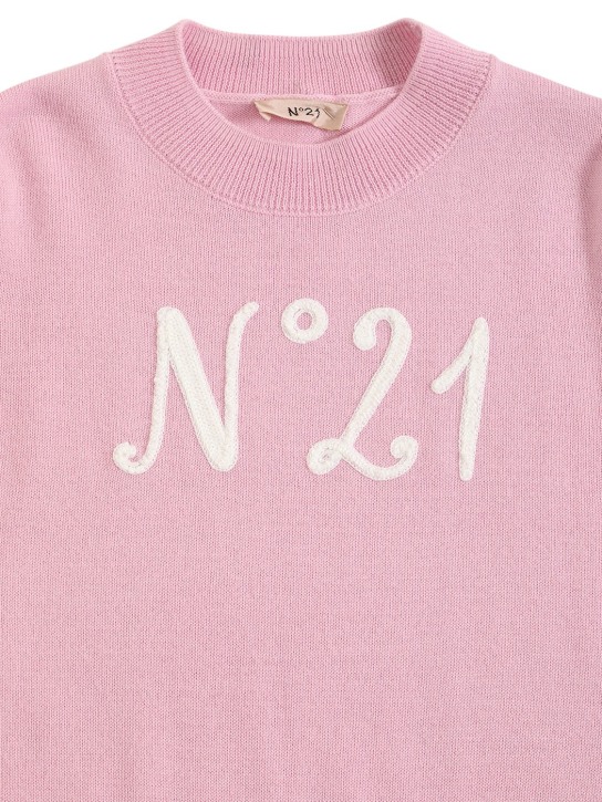 N°21: Logo intarsia wool blend knit dress - Pink - kids-girls_1 | Luisa Via Roma