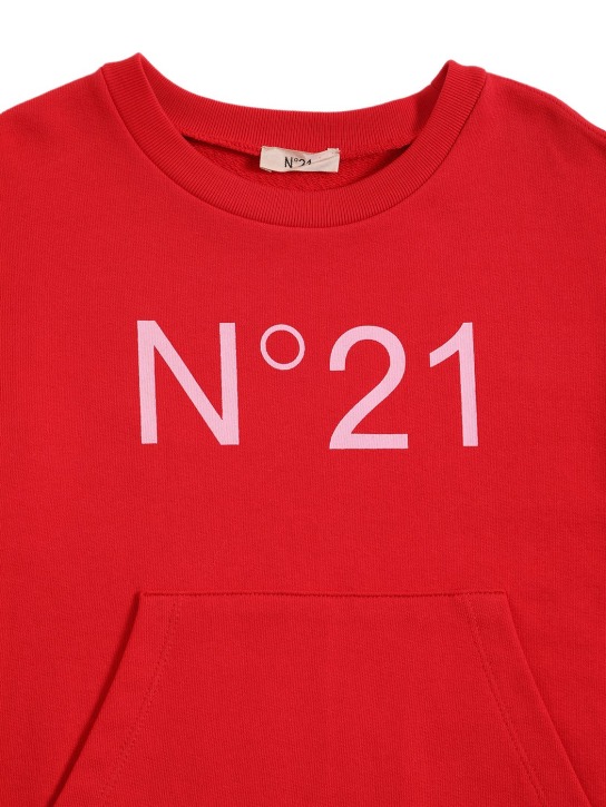 N°21: Logo print cotton sweat dress - Kırmızı - kids-girls_1 | Luisa Via Roma