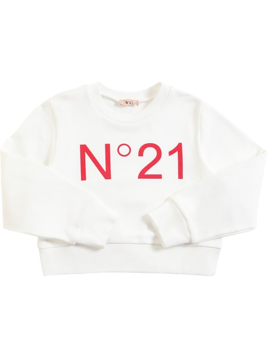 N°21: Logo印花短款棉质卫衣 - kids-girls_0 | Luisa Via Roma