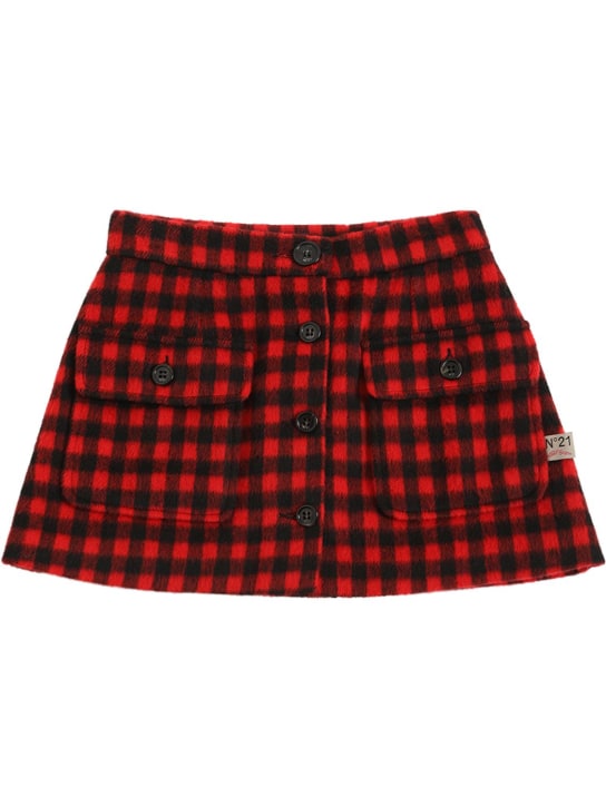 N°21: Check print wool blend mini skirt - Siyah/Kırmızı - kids-girls_0 | Luisa Via Roma