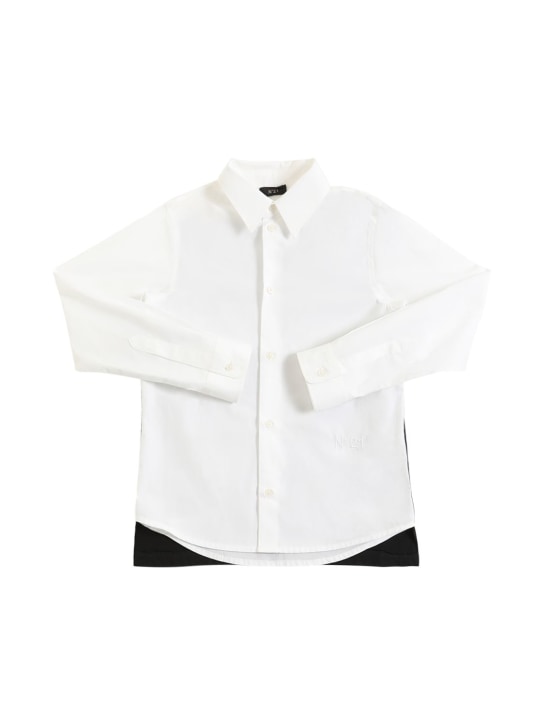 N°21: Camicia in cotone con logo - Bianco/Nero - kids-boys_0 | Luisa Via Roma