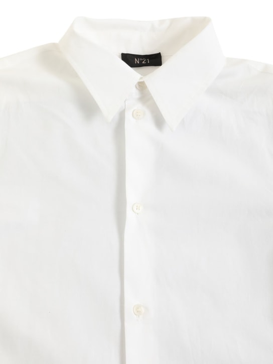N°21: Camicia in cotone con logo - Bianco/Nero - kids-boys_1 | Luisa Via Roma