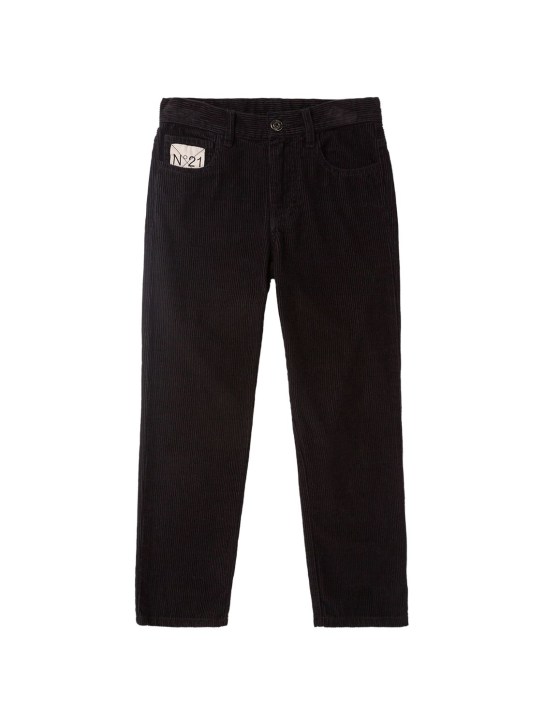 N°21: Cotton denim jeans w/ logo - Negro - kids-boys_0 | Luisa Via Roma