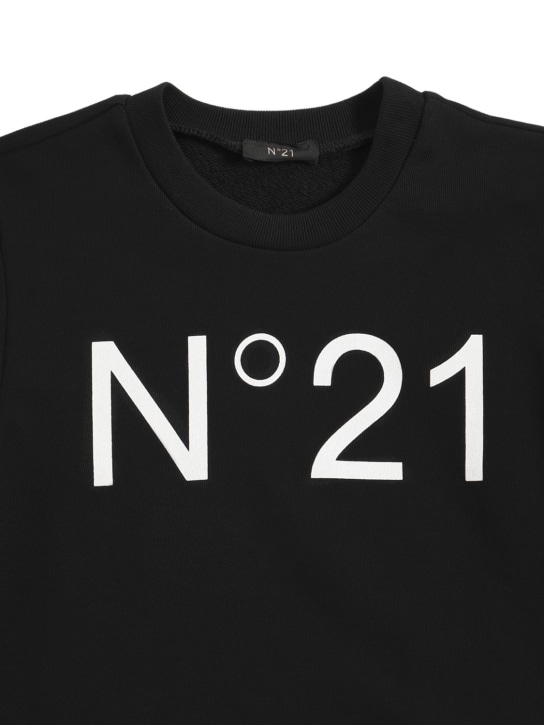 N°21: Logo printed cotton sweatshirt - Schwarz - kids-boys_1 | Luisa Via Roma