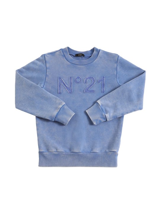 Cotton jersey sweatshirt w/ logo patch - N°21 - Boys | Luisaviaroma