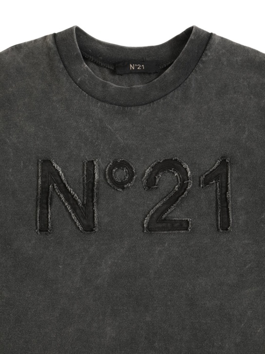 N°21: Logo贴片棉质平纹针织T恤 - kids-girls_1 | Luisa Via Roma