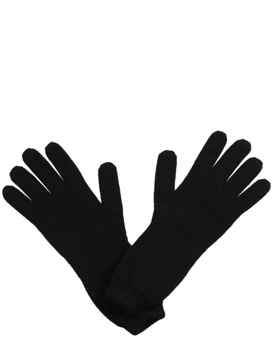 N°21: Logo intarsia wool blend gloves - Black - kids-boys_1 | Luisa Via Roma