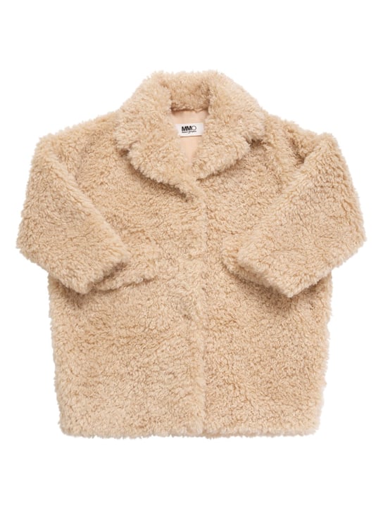 MM6 Maison Margiela: Faux fur coat - Bej - kids-girls_0 | Luisa Via Roma