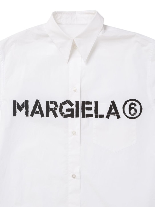 MM6 Maison Margiela: Logo print cotton poplin shirt dress - kids-girls_1 | Luisa Via Roma