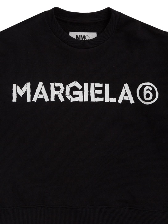 MM6 Maison Margiela: Sweat-shirt en jersey de coton imprimé logo - kids-girls_1 | Luisa Via Roma