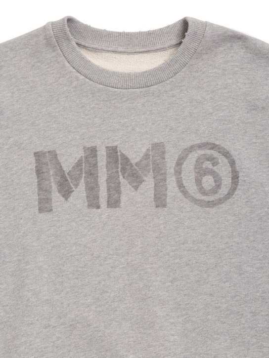 MM6 Maison Margiela: Sweat-shirt en jersey de coton imprimé logo - kids-boys_1 | Luisa Via Roma