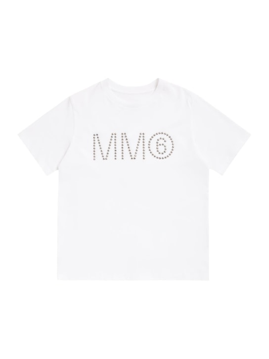 MM6 Maison Margiela: 铆钉logo棉质平纹针织T恤 - kids-girls_0 | Luisa Via Roma