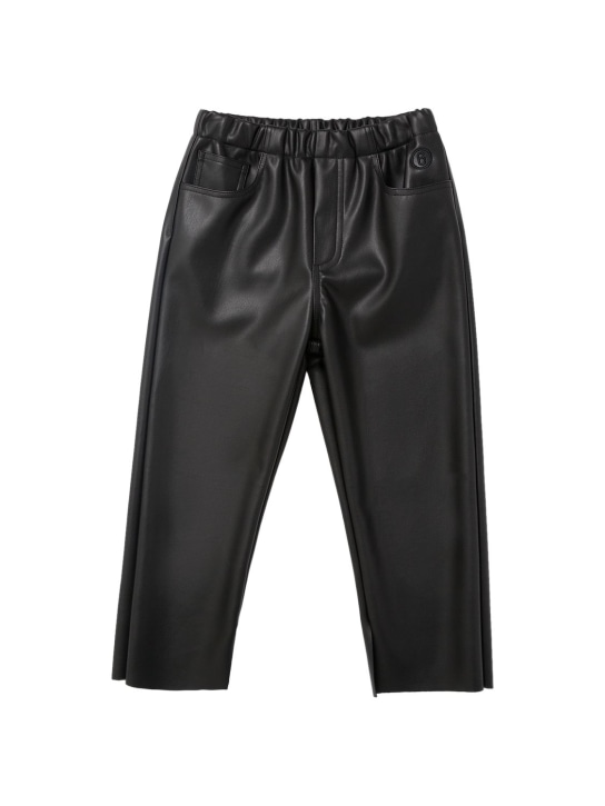 MM6 Maison Margiela: Faux leather pants - Black - kids-girls_0 | Luisa Via Roma