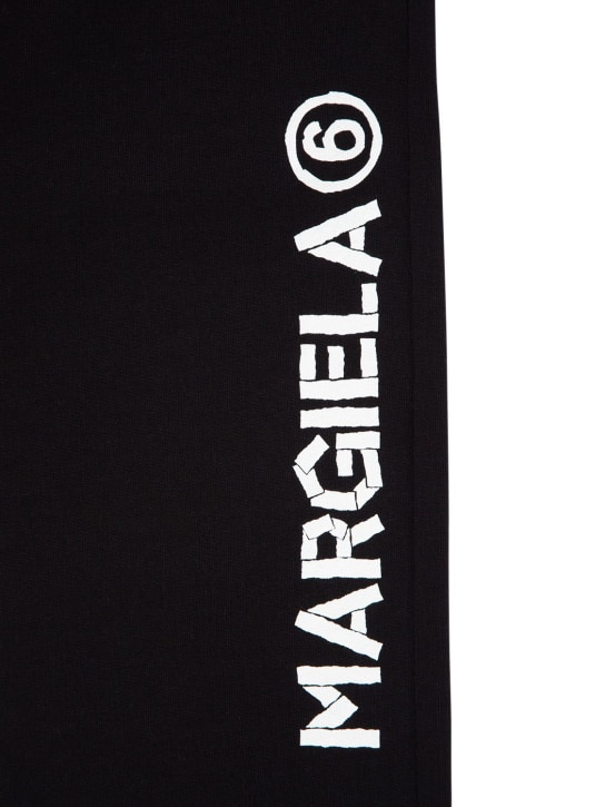 MM6 Maison Margiela: Logo棉质平纹针织运动裤 - kids-girls_1 | Luisa Via Roma