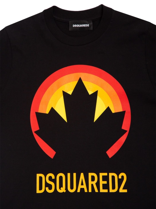 Dsquared2: T-shirt en jersey de coton à logo caoutchouté - kids-boys_1 | Luisa Via Roma