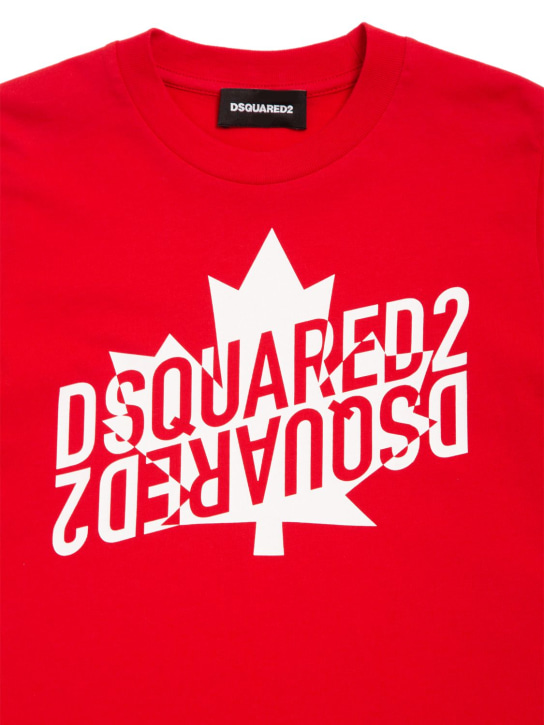 Dsquared2: 胶浆logo棉质平纹针织T恤 - kids-girls_1 | Luisa Via Roma